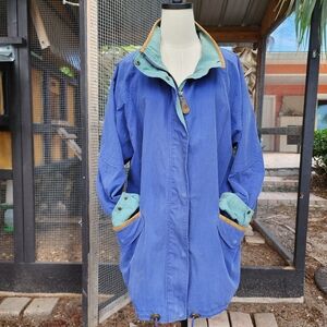 L.L. Bean Blue Jacket with Mint and Tan Trim